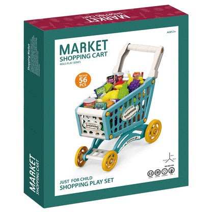 LITTLE STORY Role Play Market Shopping Cart Toy Set (56 Pcs) - Green