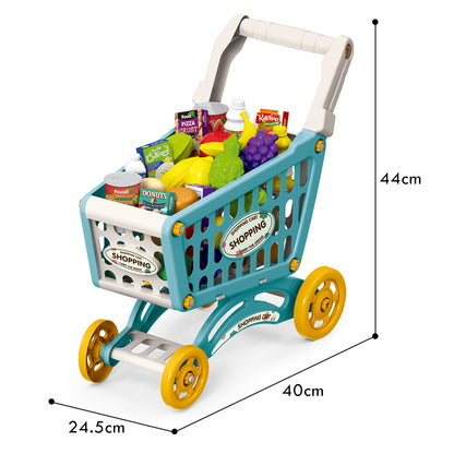 LITTLE STORY Role Play Market Shopping Cart Toy Set (56 Pcs) - Green