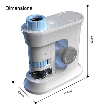 LITTLE STORY Scientific Portable Optical Microscope Toy(40 - 160X Zoom), STEM Series - Blue