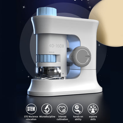 LITTLE STORY Scientific Portable Optical Microscope Toy(40 - 160X Zoom), STEM Series - Blue