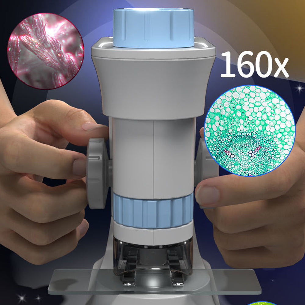 LITTLE STORY Scientific Portable Optical Microscope Toy(40 - 160X Zoom), STEM Series - Blue