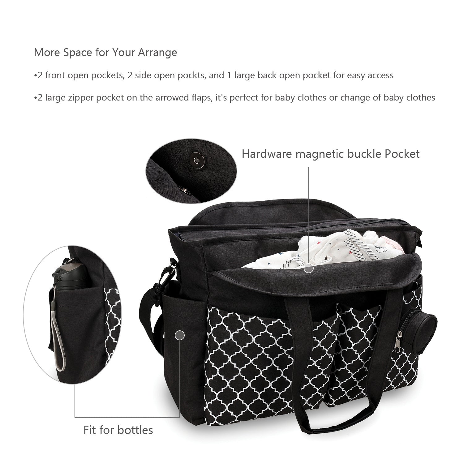 LITTLE STORY Signature Diaper Bag - Black
