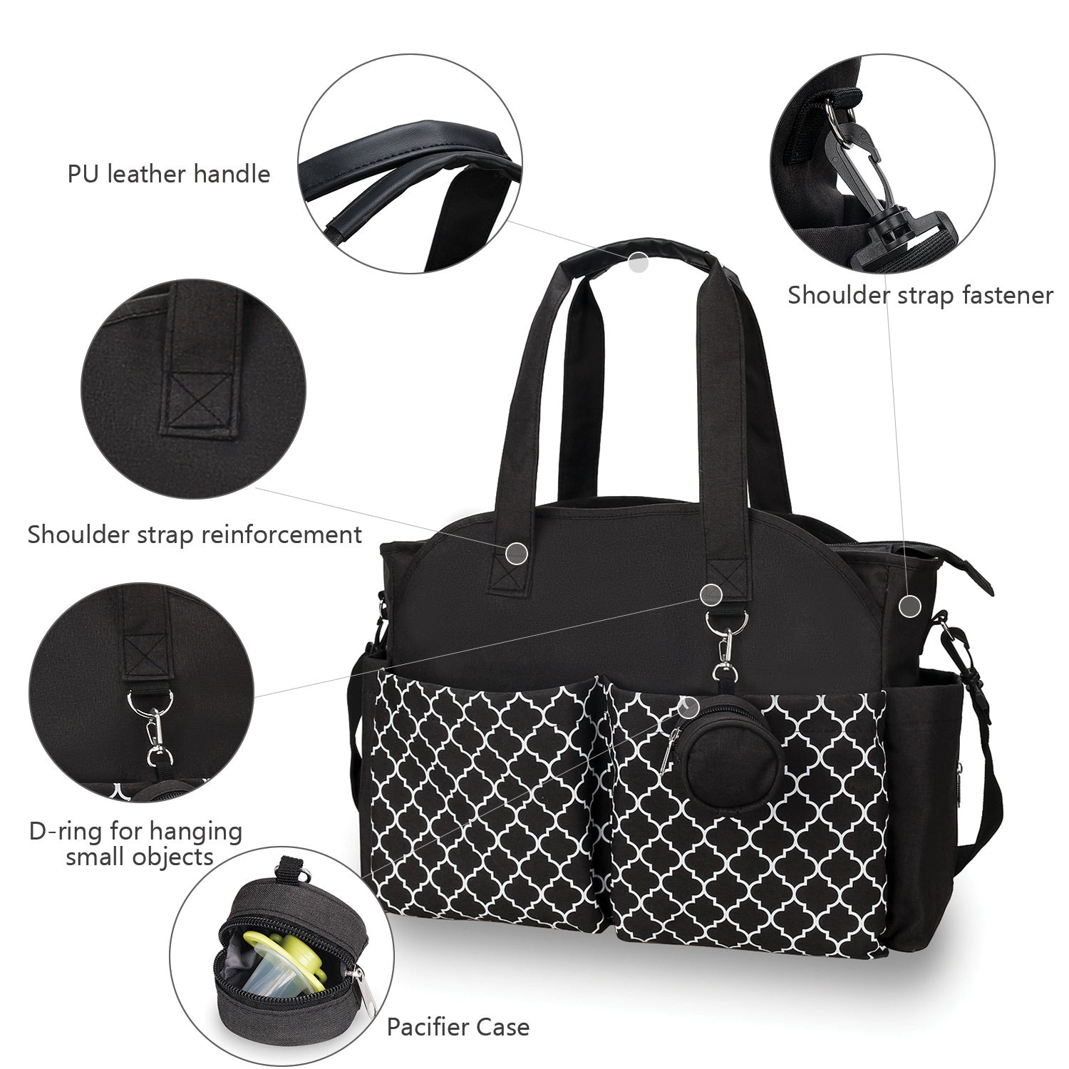LITTLE STORY Signature Diaper Bag - Black