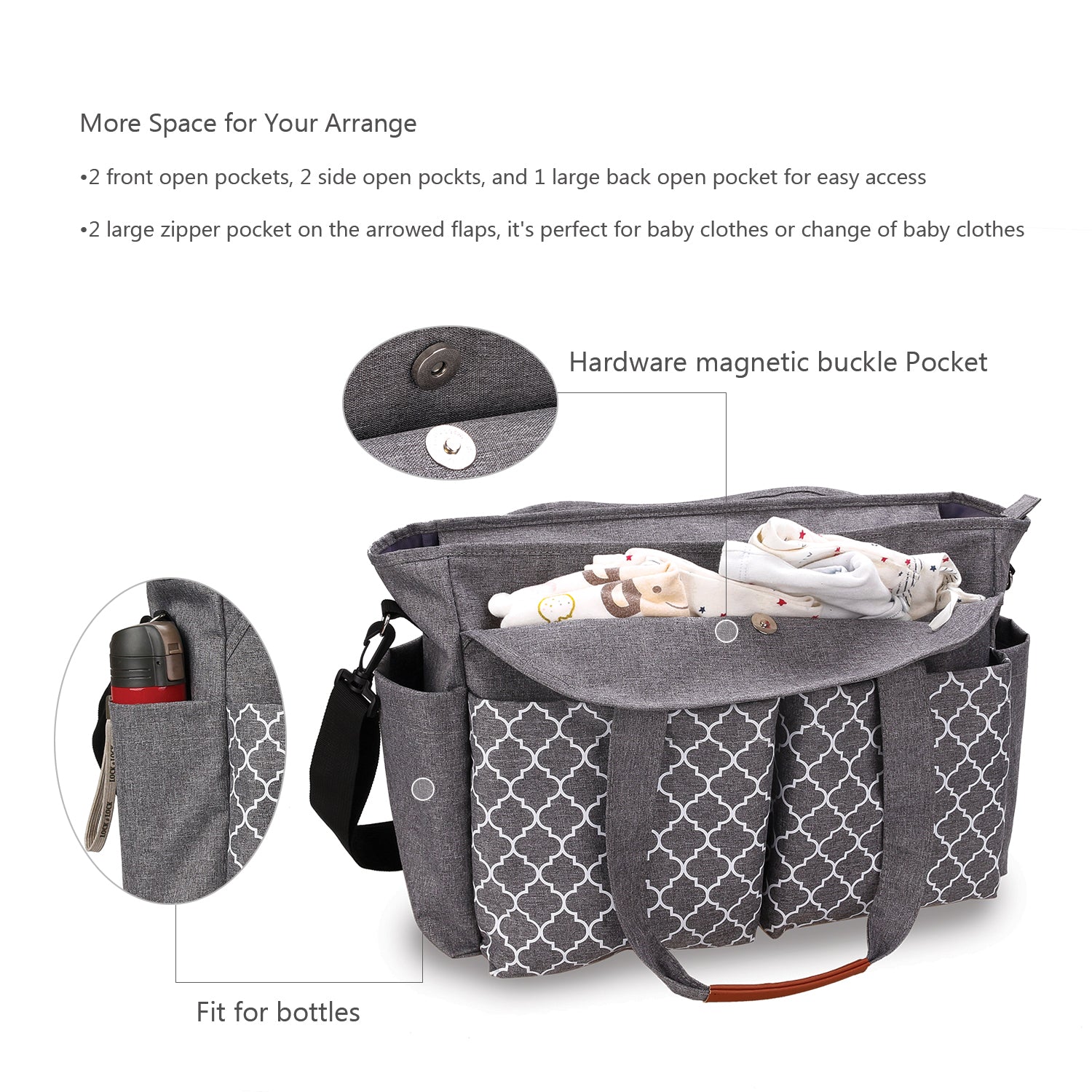 LITTLE STORY Signature Diaper Bag - Grey