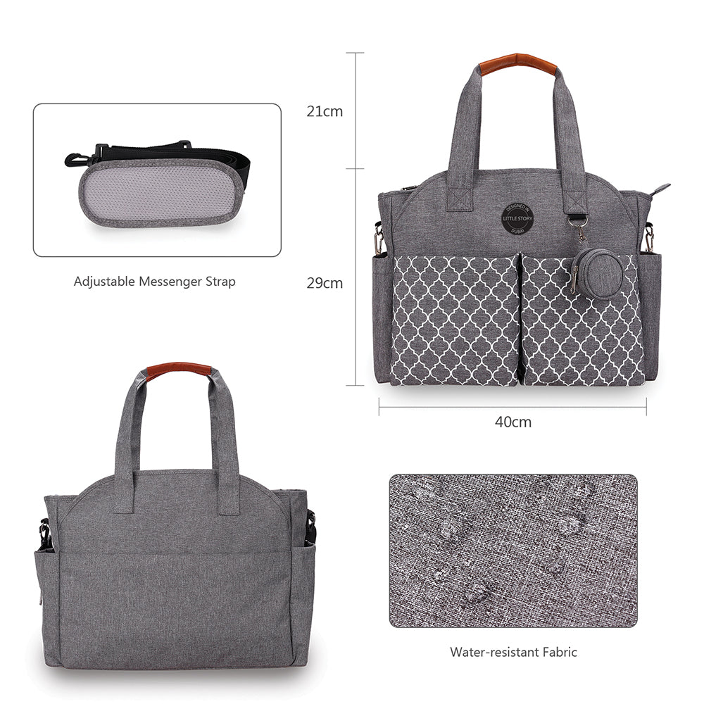 LITTLE STORY Signature Diaper Bag - Grey