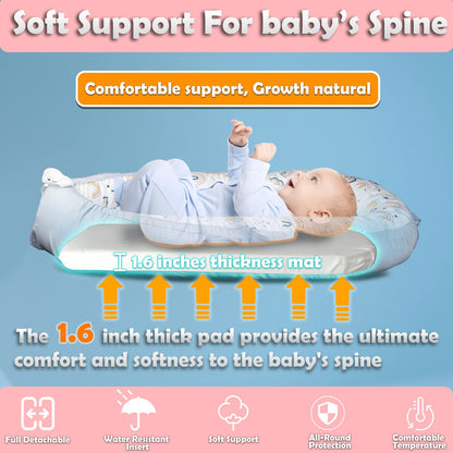 LITTLE STORY Soft Breathable Fiberfill Newborn Lounger Bed - Sunshine Grey