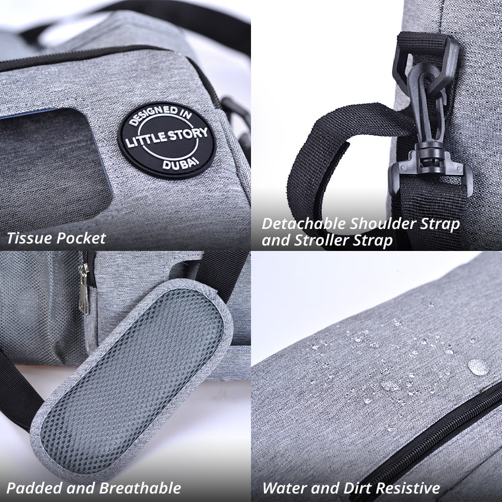LITTLE STORY Stroller Diaper Organizer Bag - Grey