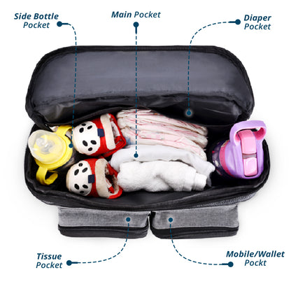 LITTLE STORY Stroller Organizer Travel Bag - Grey