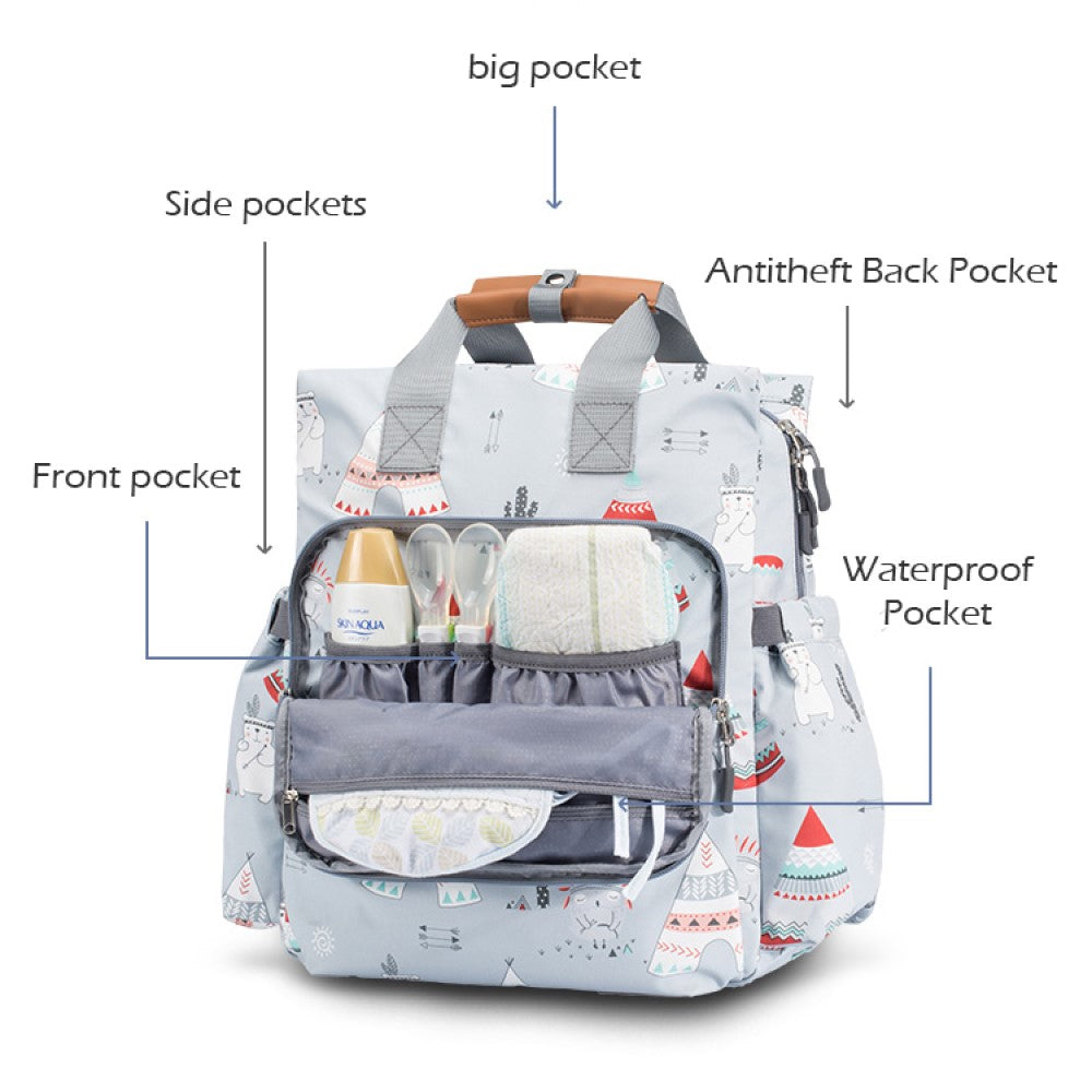 LITTLE STORY Styler Diaper Backpack - Polar Bear Grey