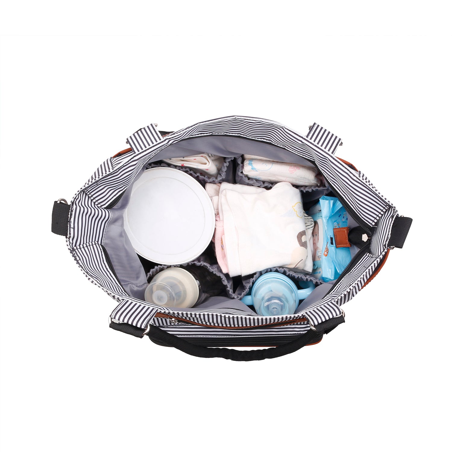 LITTLE STORY diaper bag set of 6 with hooks - Black