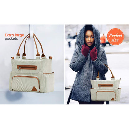 LITTLE STORY diaper bag set of 6 with hooks - Ivory