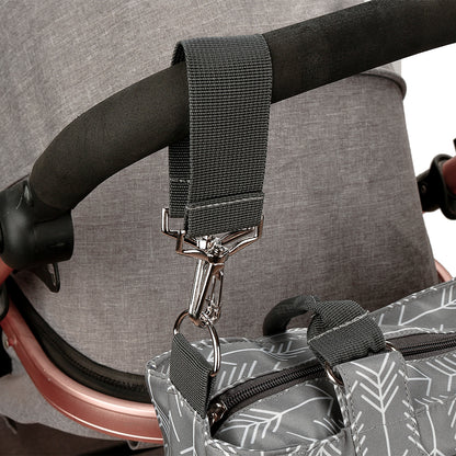 LITTLE STORY diaper bag set of 6 with hooks - Melange Grey