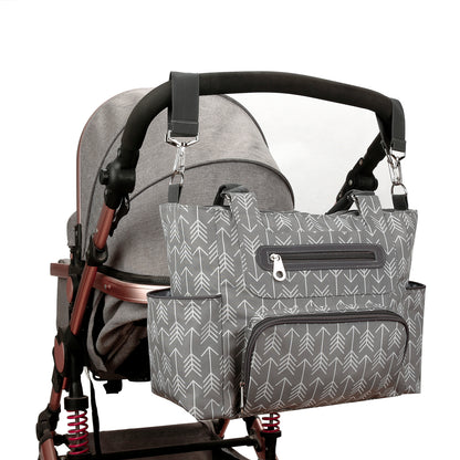 LITTLE STORY diaper bag set of 6 with hooks - Melange Grey