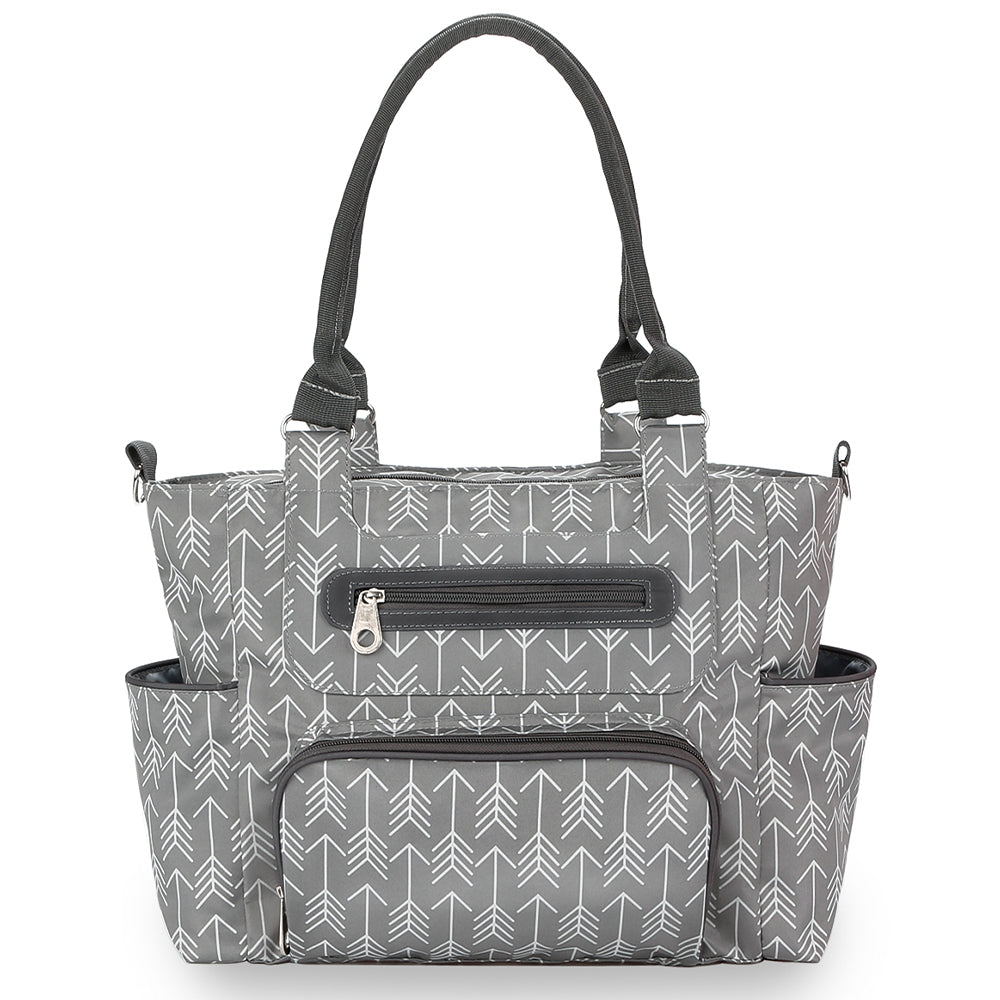 LITTLE STORY diaper bag set of 6 with hooks - Melange Grey