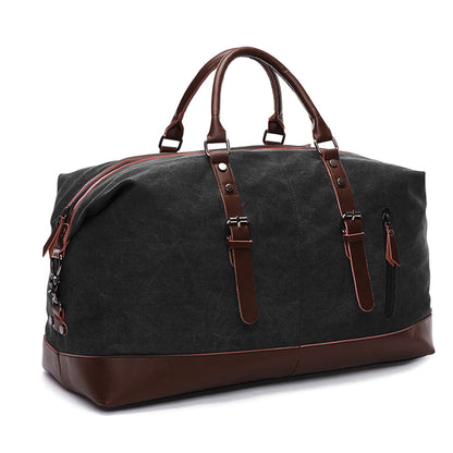 Weekender Leather Duffle Bag - Black