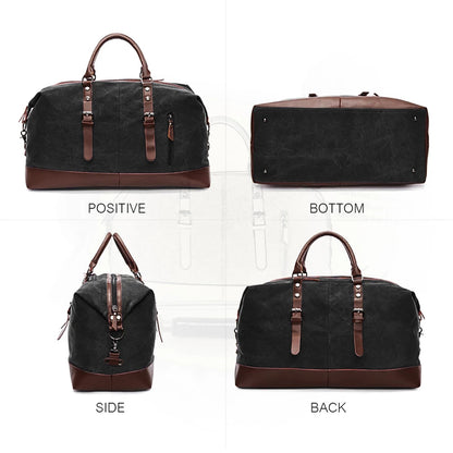 Weekender Leather Duffle Bag - Black