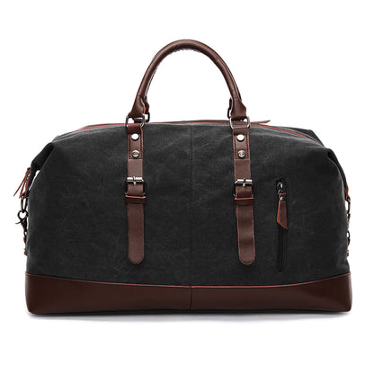 Weekender Leather Duffle Bag - Black