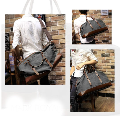 Weekender Leather Duffle Bag - Black