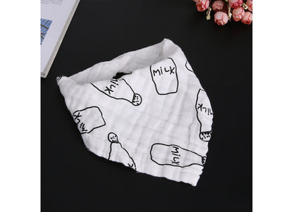 مريلة من قماش الموسلين - مجموعة من 3 قطع - أسود وأبيض