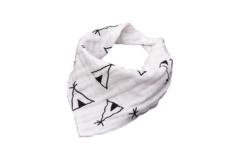 Muslin Bandana Bibs - Set of 3 - Black & White