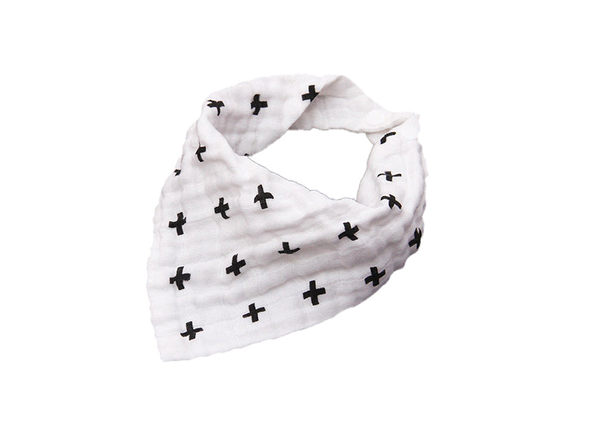 Muslin Bandana Bibs - Set of 3 - Black & White