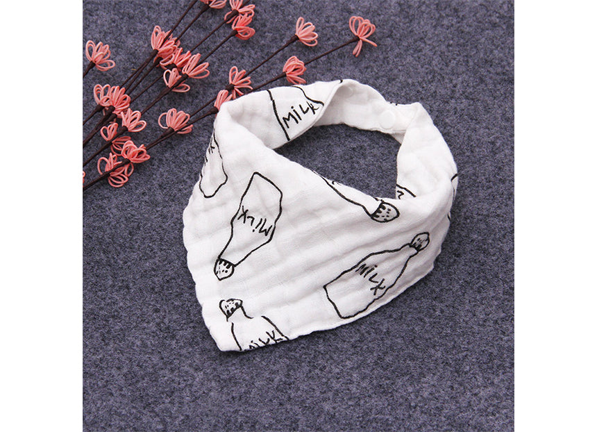 مريلة من قماش الموسلين - مجموعة من 3 قطع - أسود وأبيض