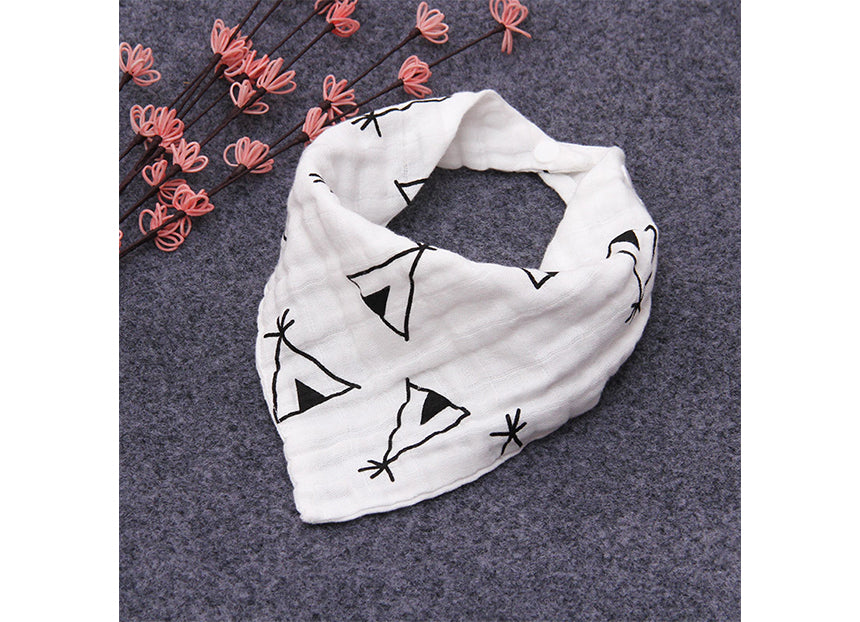 مريلة من قماش الموسلين - مجموعة من 3 قطع - أسود وأبيض