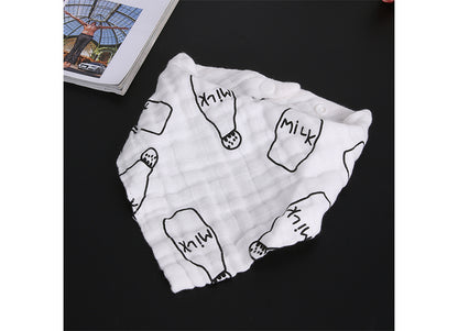 مريلة من قماش الموسلين - مجموعة من 3 قطع - أسود وأبيض