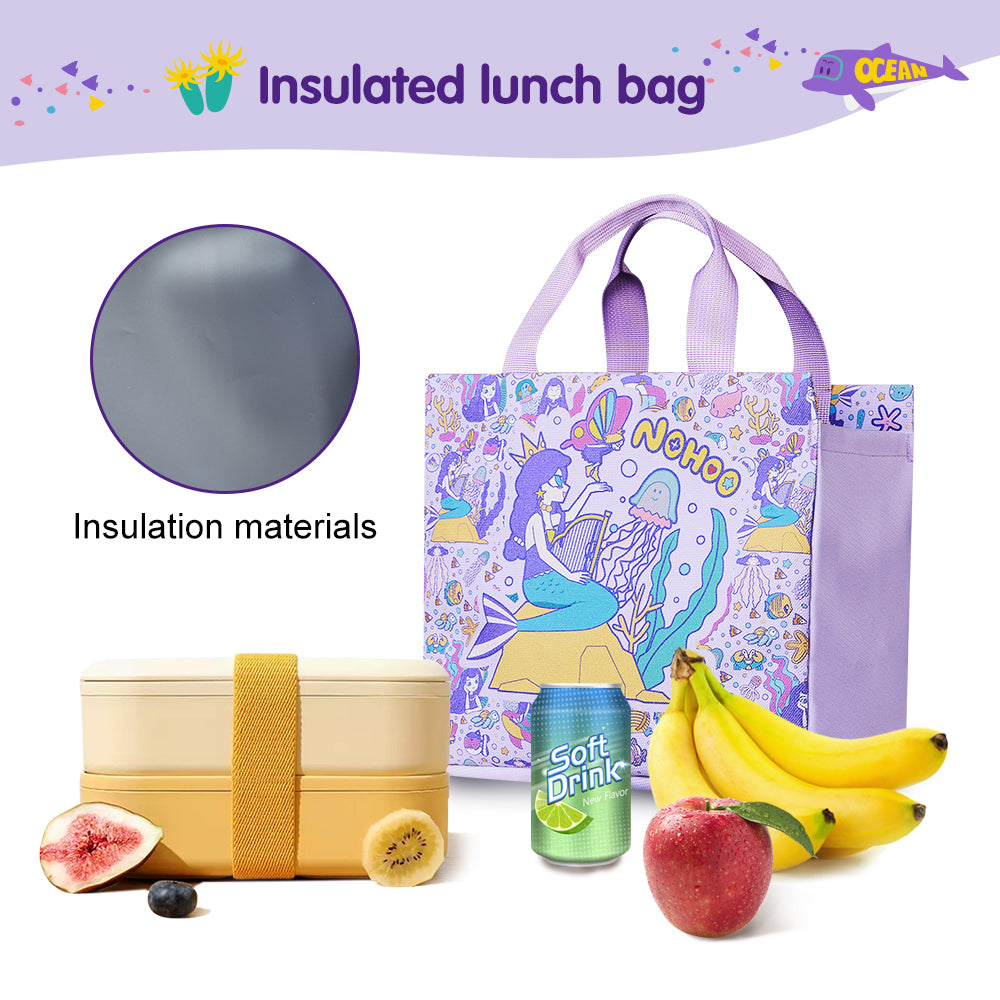 NOHOO Kids Tuition Bag/Hand Lunch Bag Mermaid - Purple