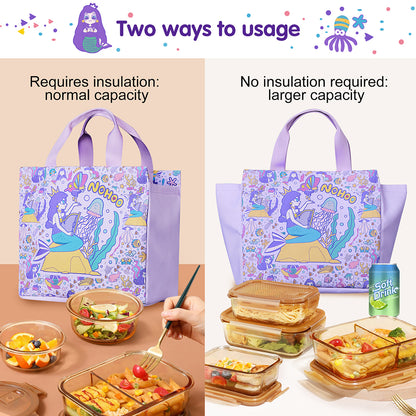 NOHOO Kids Tuition Bag/Hand Lunch Bag Mermaid - Purple