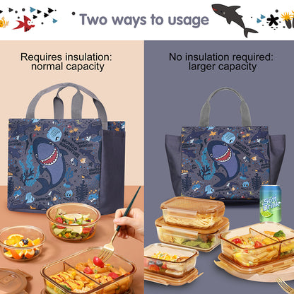 NOHOO Kids Tuition Bag/Hand Lunch Bag Shark - Grey