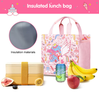 NOHOO Kids Tuition Bag/Hand Lunch Bag Unicorn - Pink
