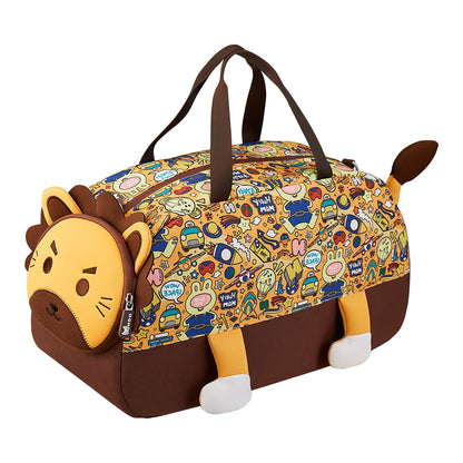 حقيبة دافل/حقيبة أنشطة للأطفال بتصميم أسد لطيف ثلاثي الأبعاد من نوهو - بني، مقاس 18 بوصة