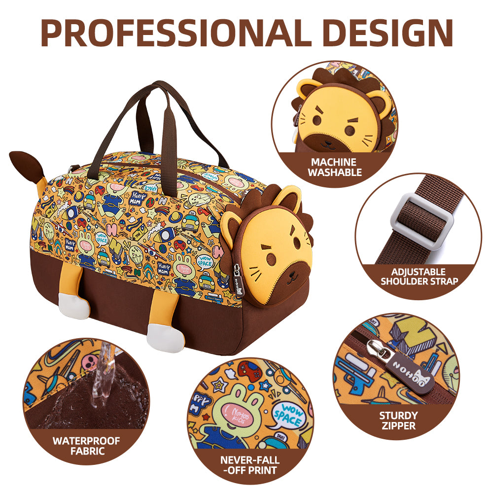 Nohoo 3D Cute Lion Kids Duffle Bag/Activity Bag - Brown, 18 inch