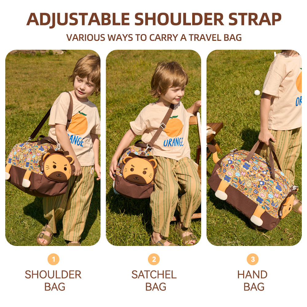 Nohoo 3D Cute Lion Kids Duffle Bag/Activity Bag - Brown, 18 inch