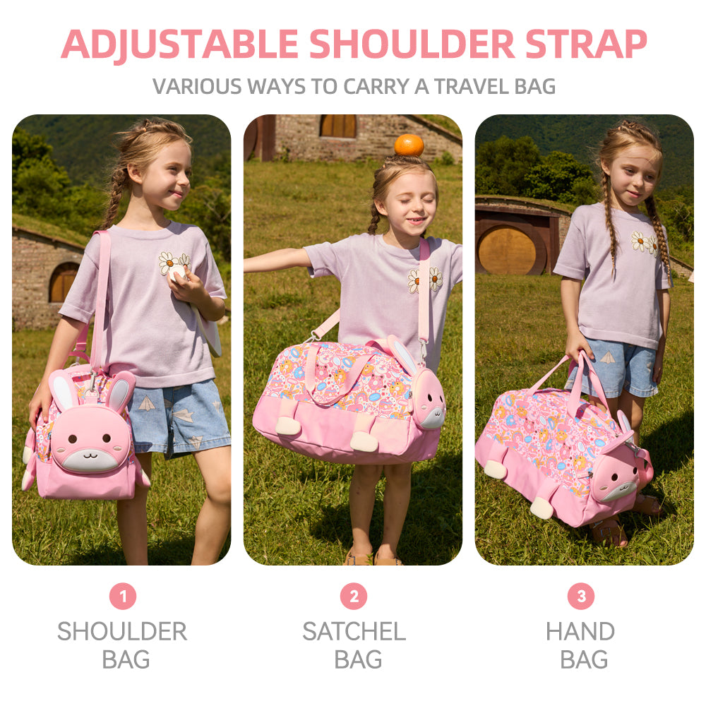 Nohoo 3D Cute Rabbit Kids Duffle Bag/Activity Bag - Pink, 18 inch