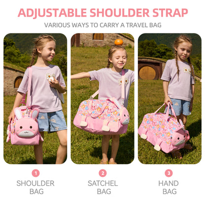 حقيبة دافل/حقيبة أنشطة للأطفال بتصميم أرنب لطيف ثلاثي الأبعاد من نوهو - وردي، مقاس 18 بوصة