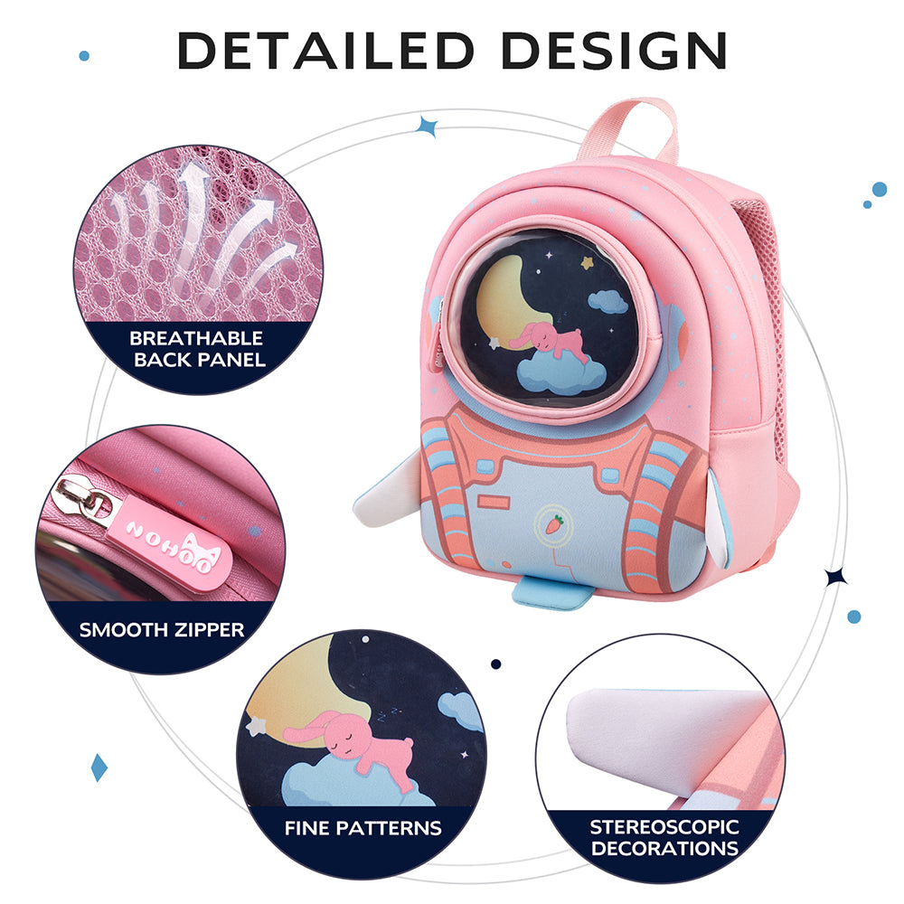 NOHOO 3D Astronaut Kids School Bag/Activity Bag 10 inch - Pink