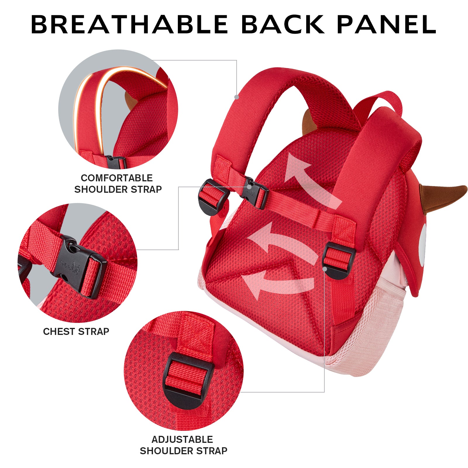 NOHOO 3D Cute Angel Kids School Bag/Activity Bag 10 inch - Red