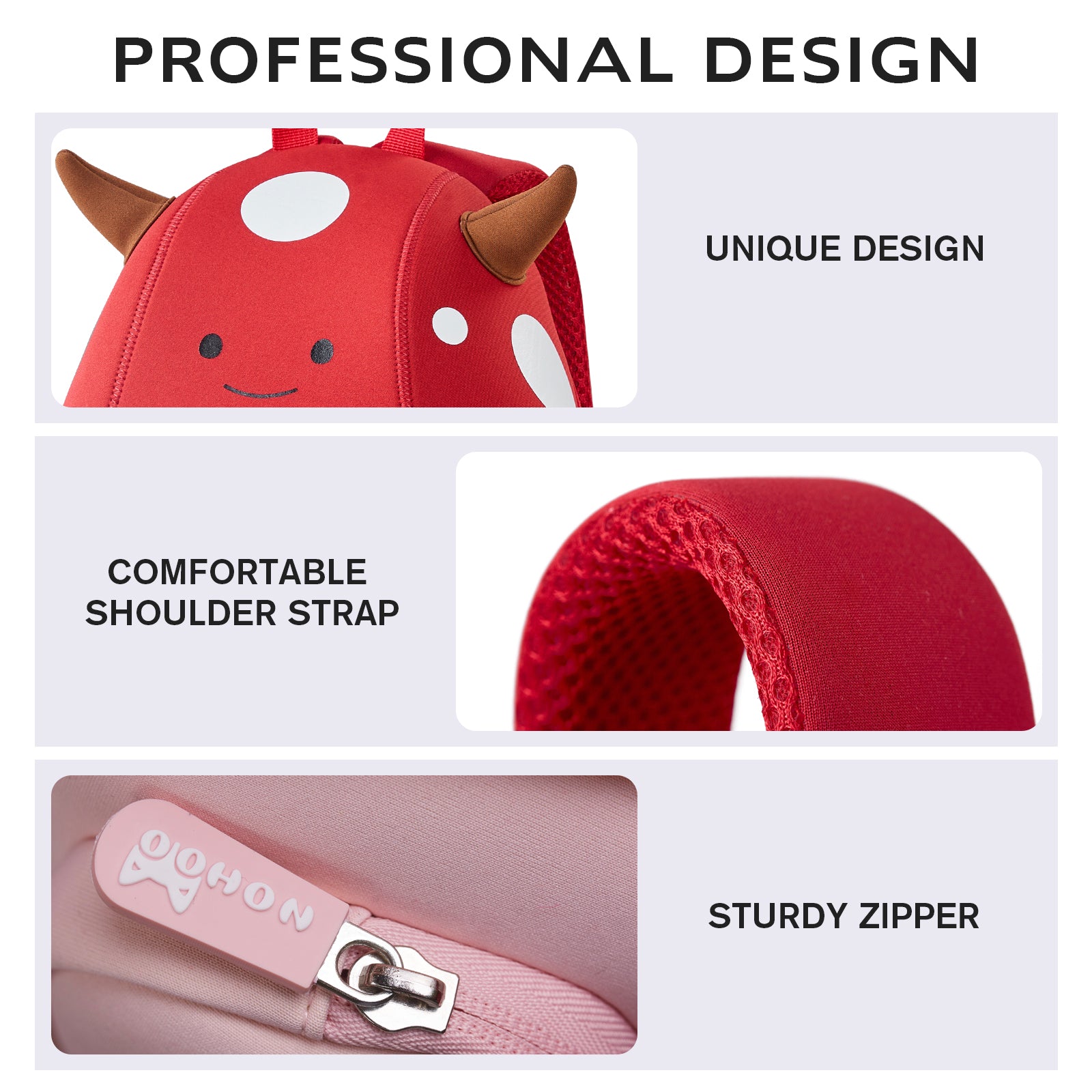 NOHOO 3D Cute Angel Kids School Bag/Activity Bag 10 inch - Red