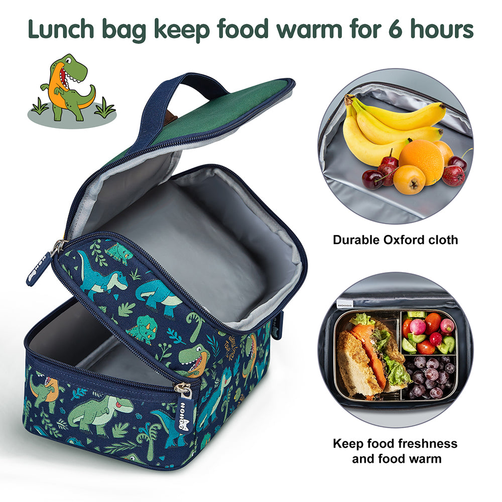 NOHOO Kids Insulated Lunch Bag Dino - Green