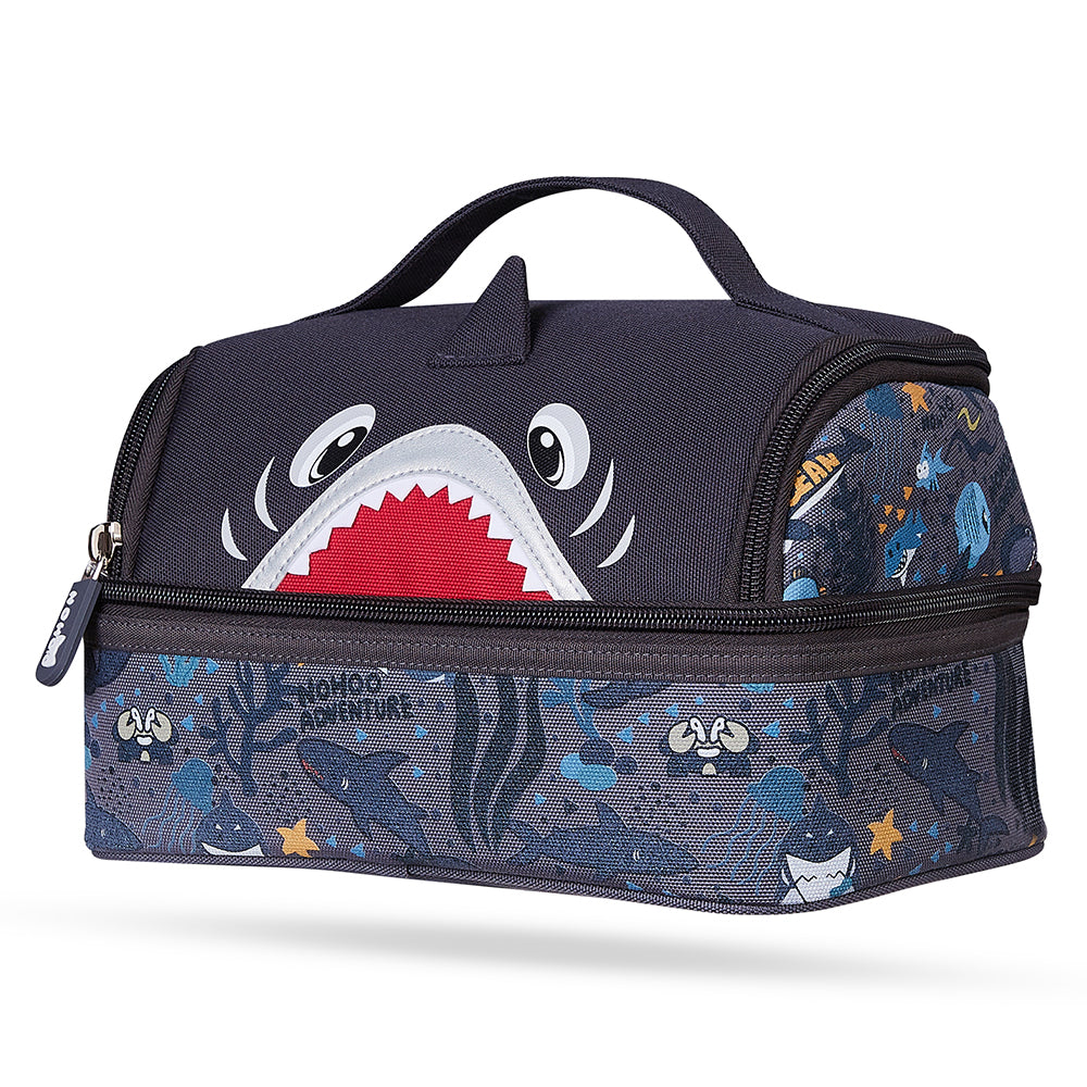 NOHOO Kids Insulated Lunch Bag Shark - Grey