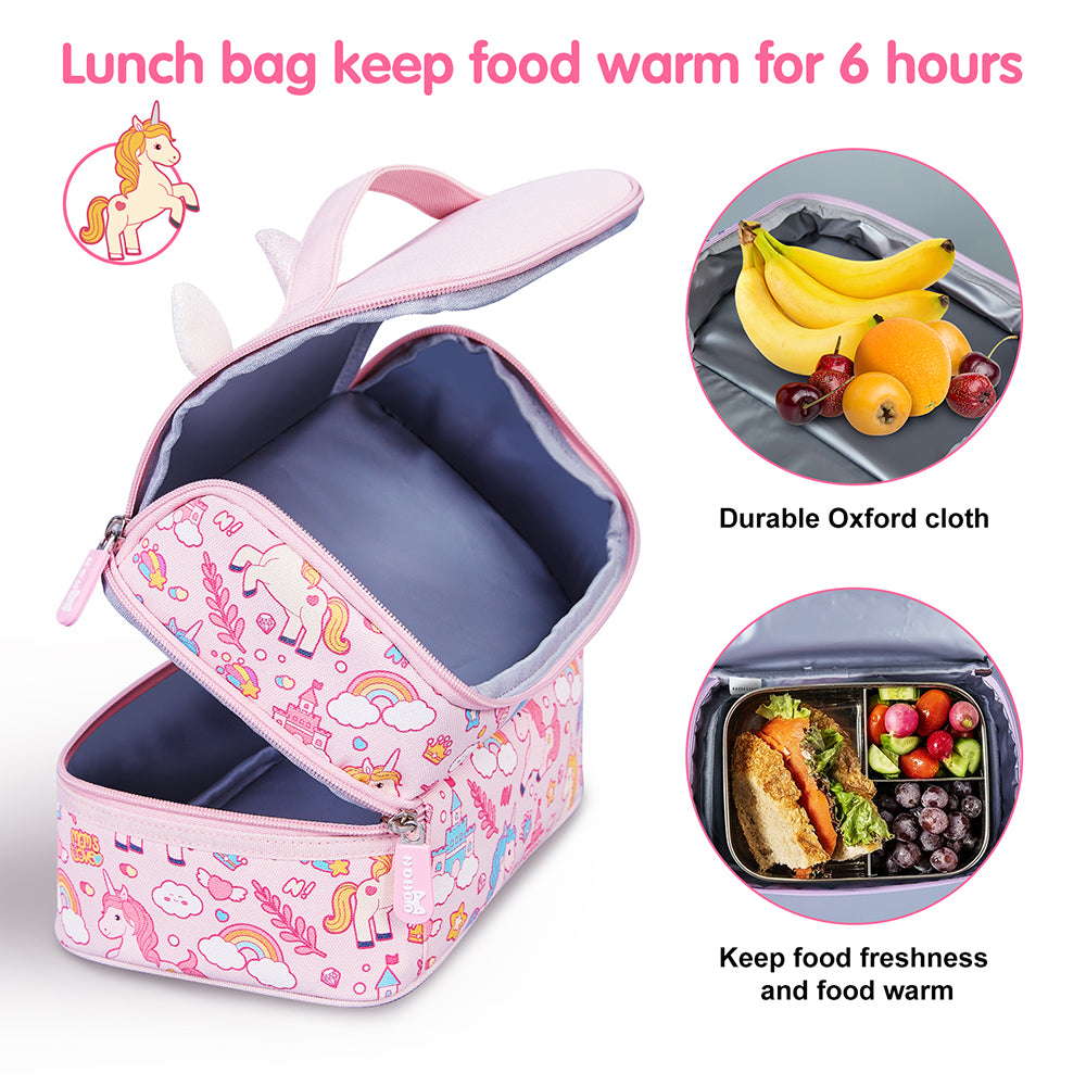 NOHOO Kids Insulated Lunch Bag Unicorn - Pink