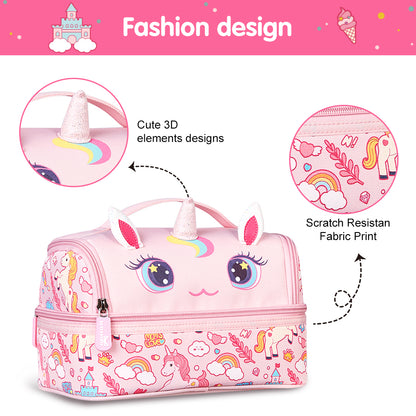 NOHOO Kids Insulated Lunch Bag Unicorn - Pink
