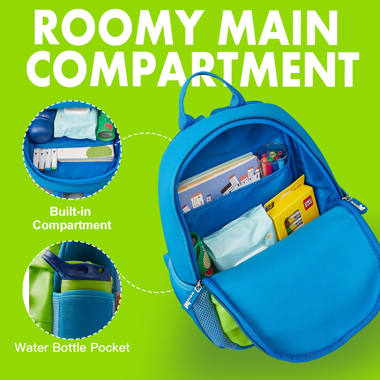 NOHOO Jungle Backpack - Spiky Dinosaur Green