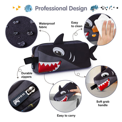 NOHOO Kids Pencil Case/Color Bag Shark - Grey