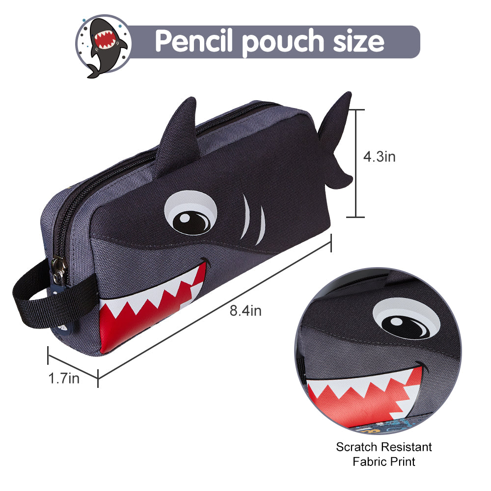 NOHOO Kids Pencil Case/Color Bag Shark - Grey