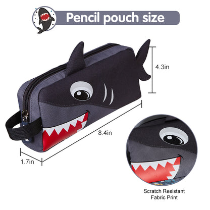 NOHOO Kids Pencil Case/Color Bag Shark - Grey