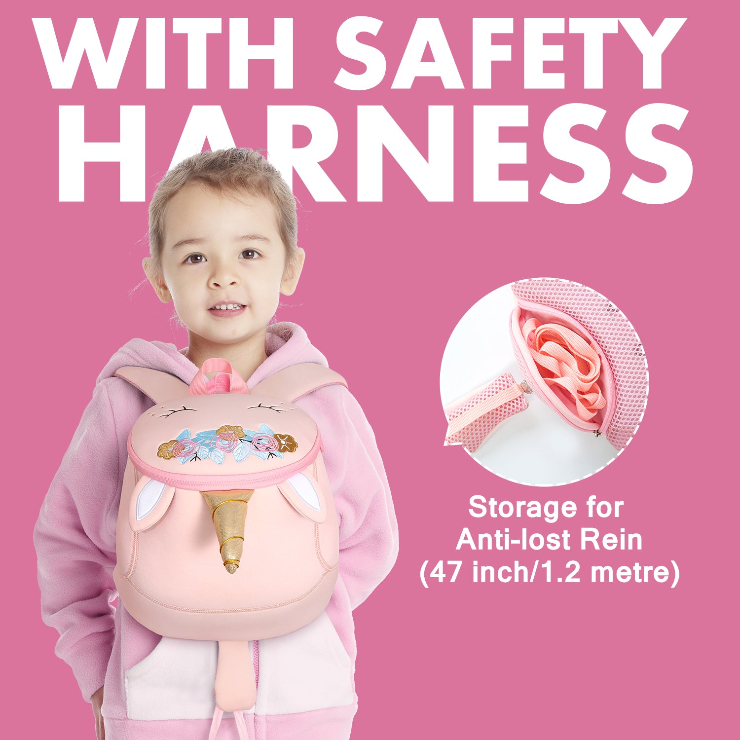 NOHOO Pre School 3D Bag Unicorn Pink (Medium)
