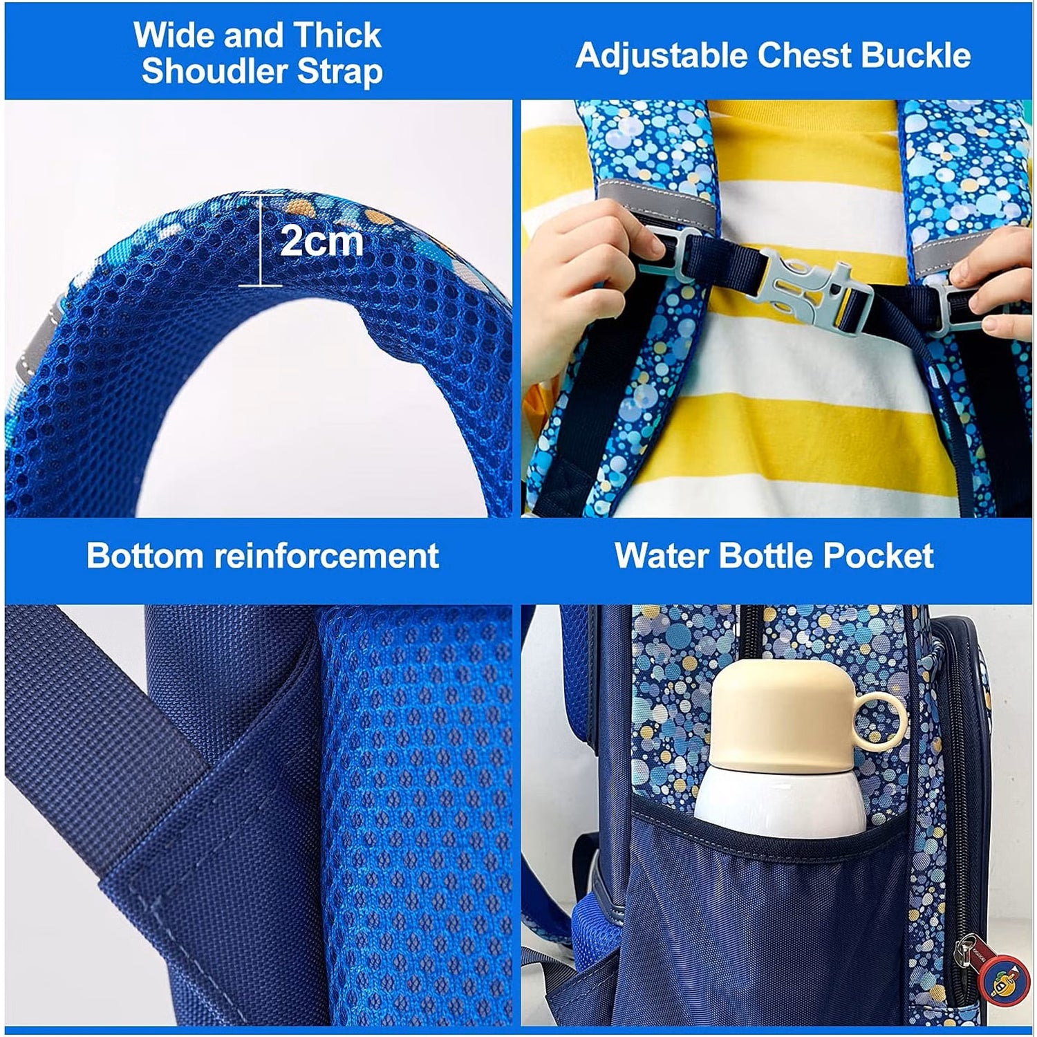 NOHOO School Bag - Retro Blue